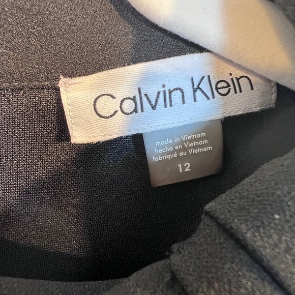 Calvin Klein Black Neck Tie Shift Dress with Gokd zipper detail, sz 12 - Picture 4 of 5